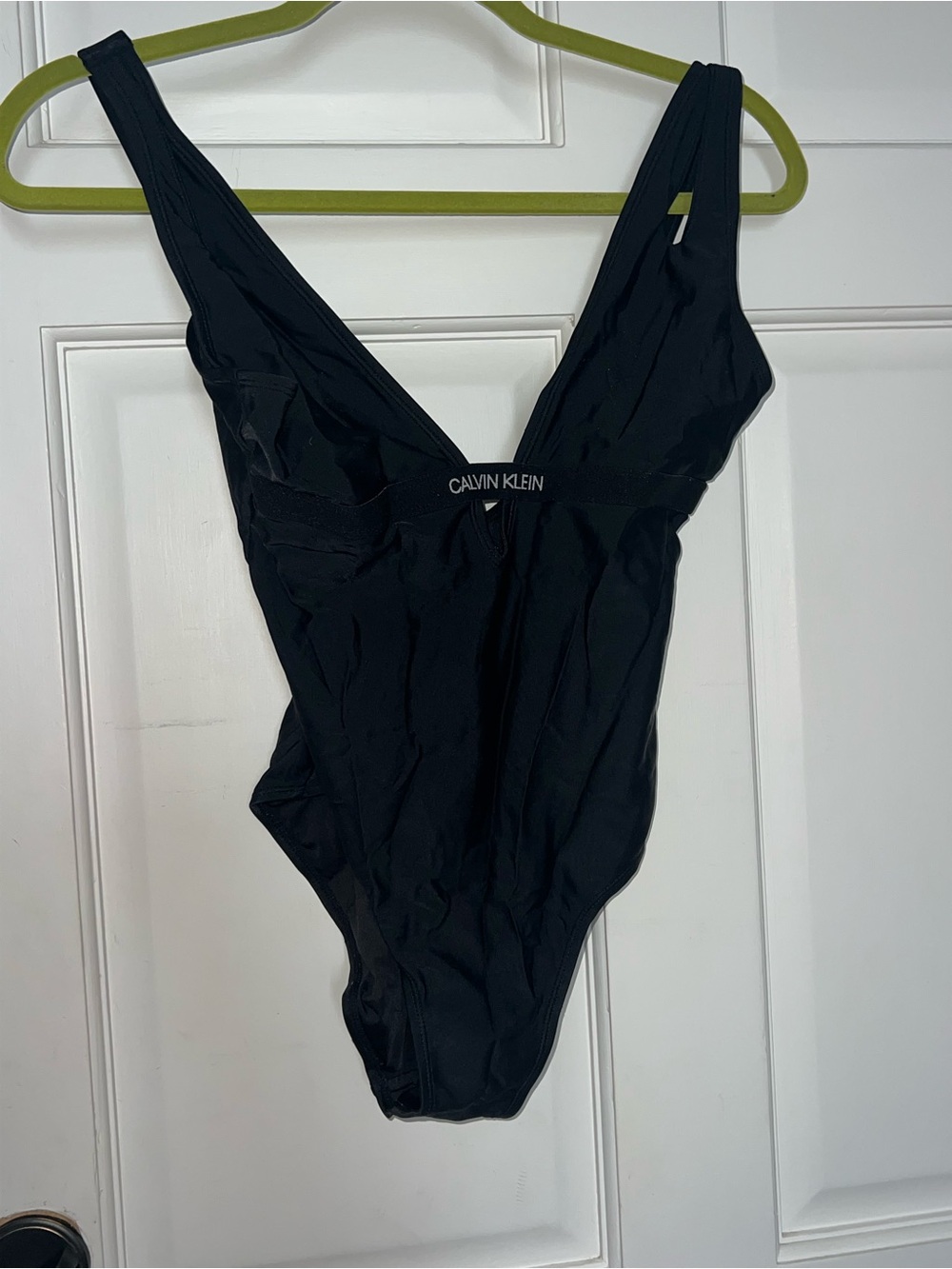 Calvin Klein Sleek Black V-Neck One-Piece Swimsuit